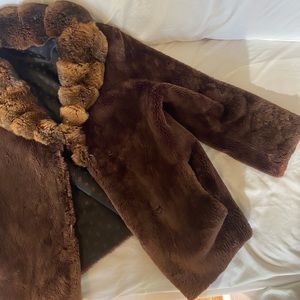 Vintage sheared beaver and chinchilla fur coat.